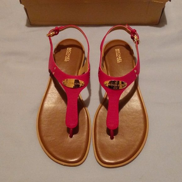 michael kors plate thong sandals pink